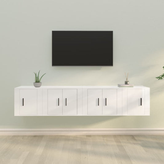 vidaXL Set de muebles de TV 4 pzas madera contrachapada blanco brillo