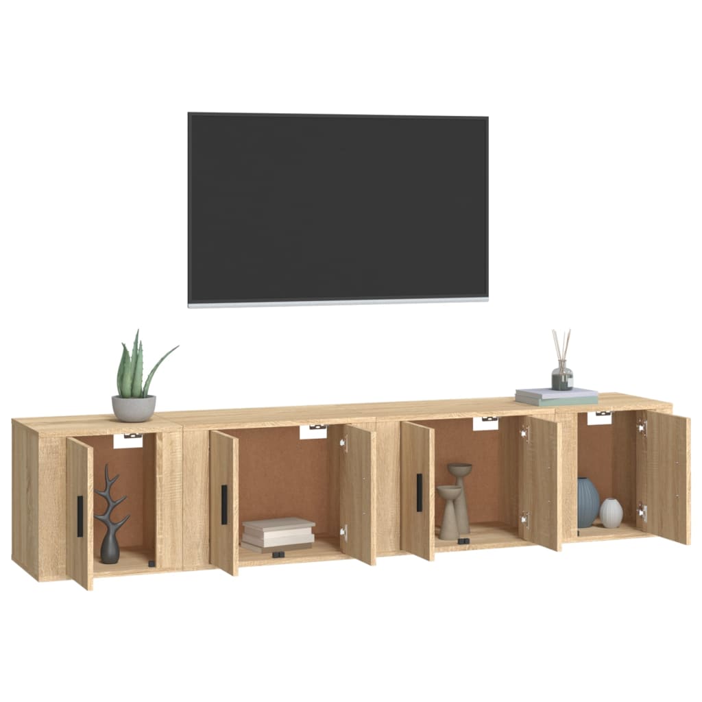 vidaXL Set de muebles para TV 4 pzas madera contrachapada roble Sonoma