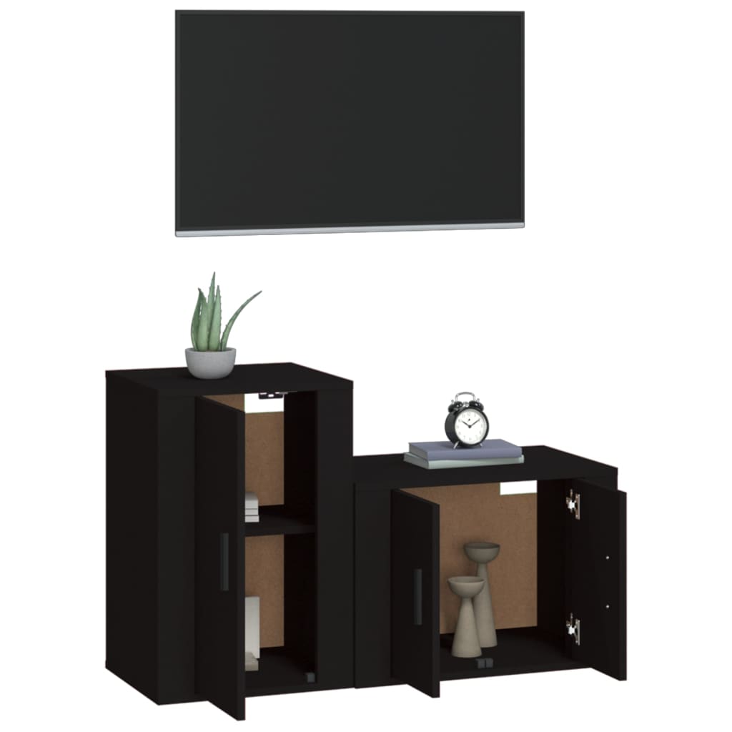 vidaXL Set de muebles para TV 2 piezas madera contrachapada negro