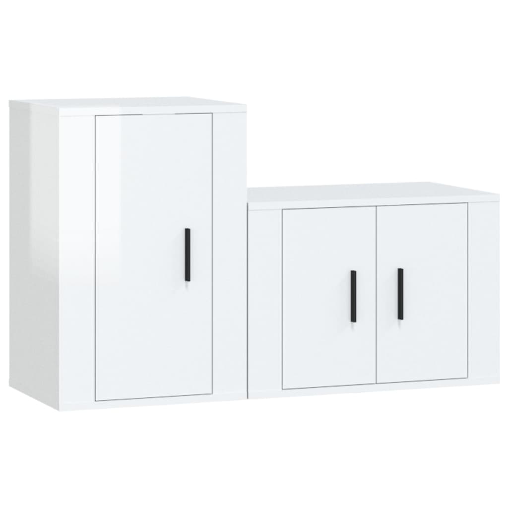 vidaXL Set de muebles de TV 2 pzas madera contrachapada blanco brillo