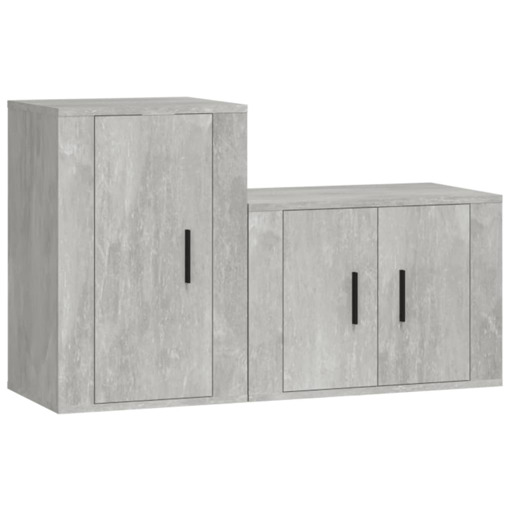 vidaXL Set de muebles de TV 2 pzas madera contrachapada gris hormigón