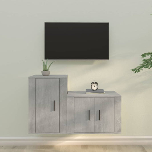 vidaXL Set de muebles de TV 2 pzas madera contrachapada gris hormigón