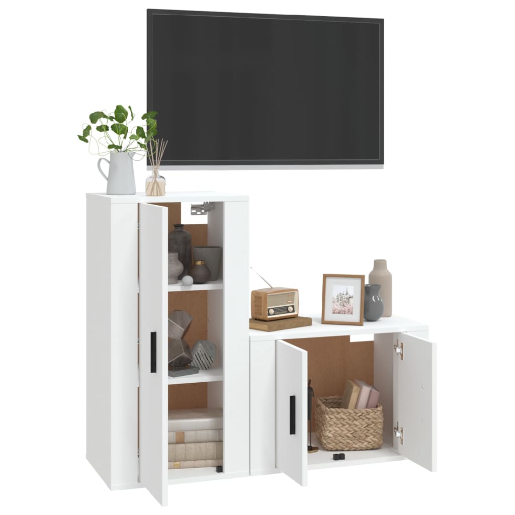 vidaXL Set de muebles de TV 2 piezas madera contrachapada blanco