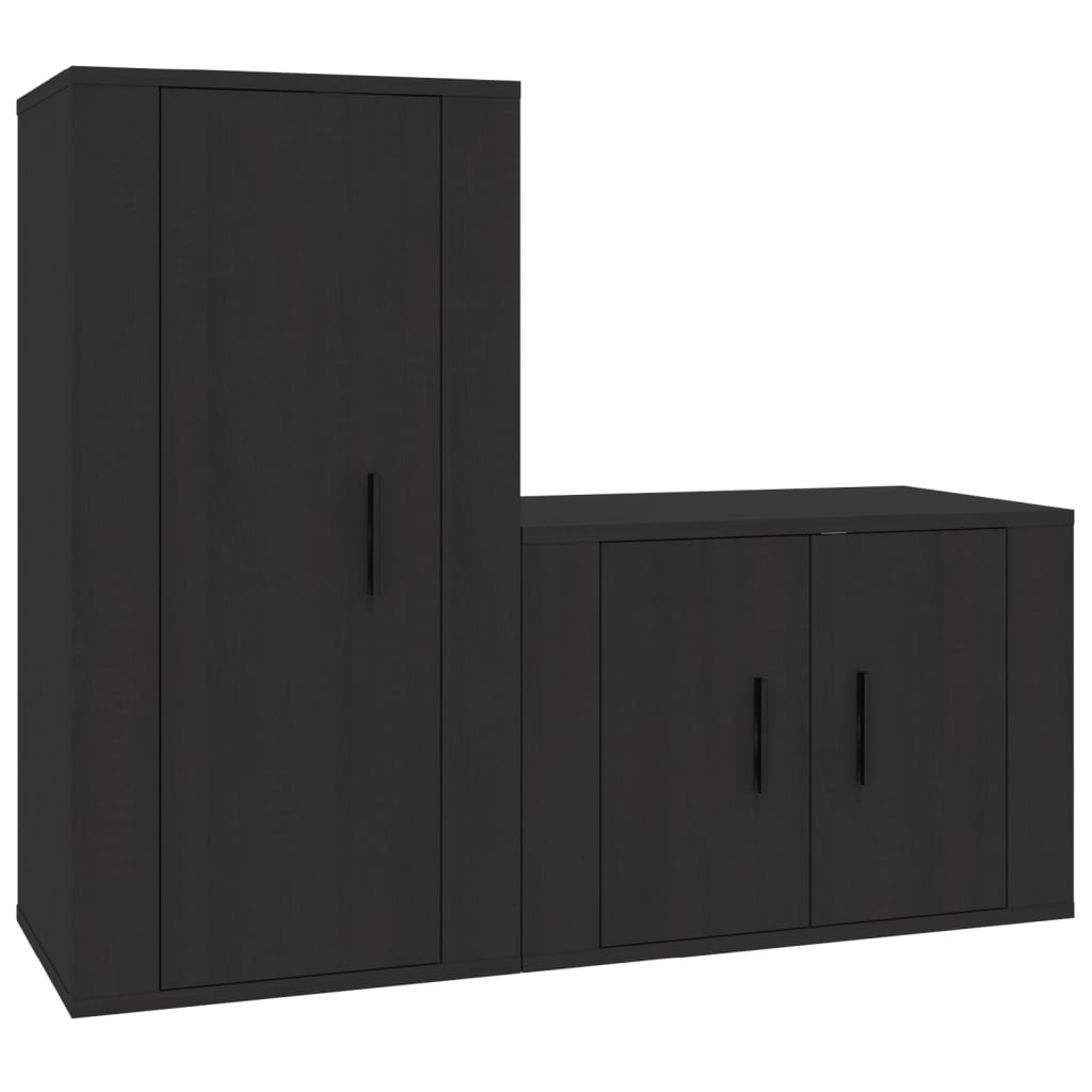 vidaXL Set de muebles para TV 2 piezas madera contrachapada negro