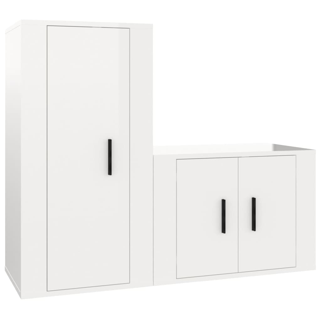 vidaXL Set de muebles de TV 2 pzas madera contrachapada blanco brillo