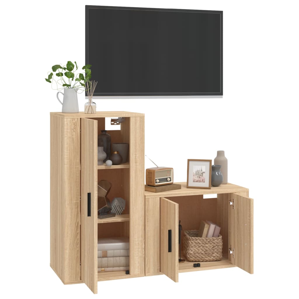 vidaXL Set de muebles para TV 2 pzas madera contrachapada roble sonoma