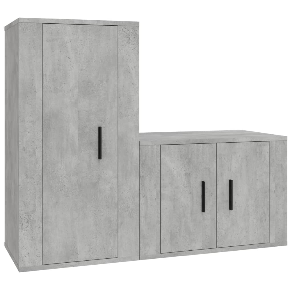 vidaXL Set de muebles de TV 2 pzas madera contrachapada gris hormigón