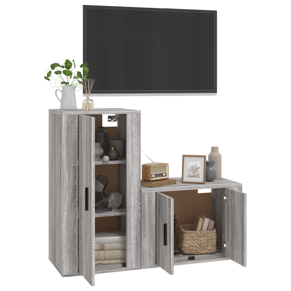 vidaXL Set de muebles para TV 2 pzas madera contrachapada gris Sonoma