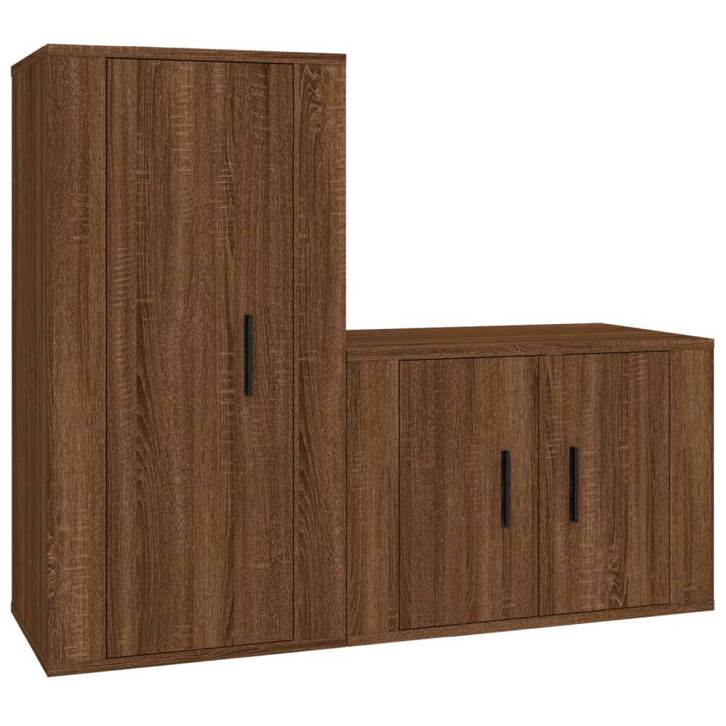 vidaXL Set de muebles para TV 2 pzas madera contrachapada roble marrón