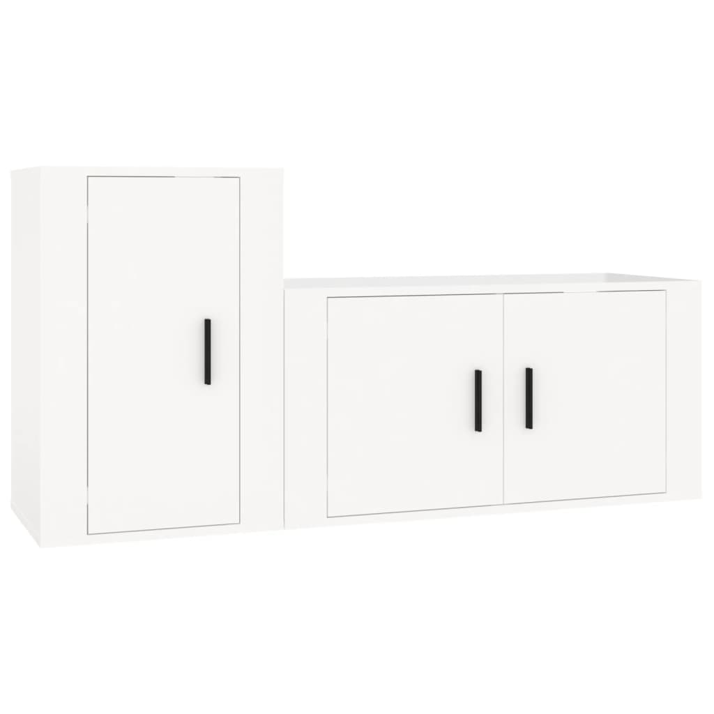 vidaXL Set de muebles de TV 2 pzas madera contrachapada blanco brillo