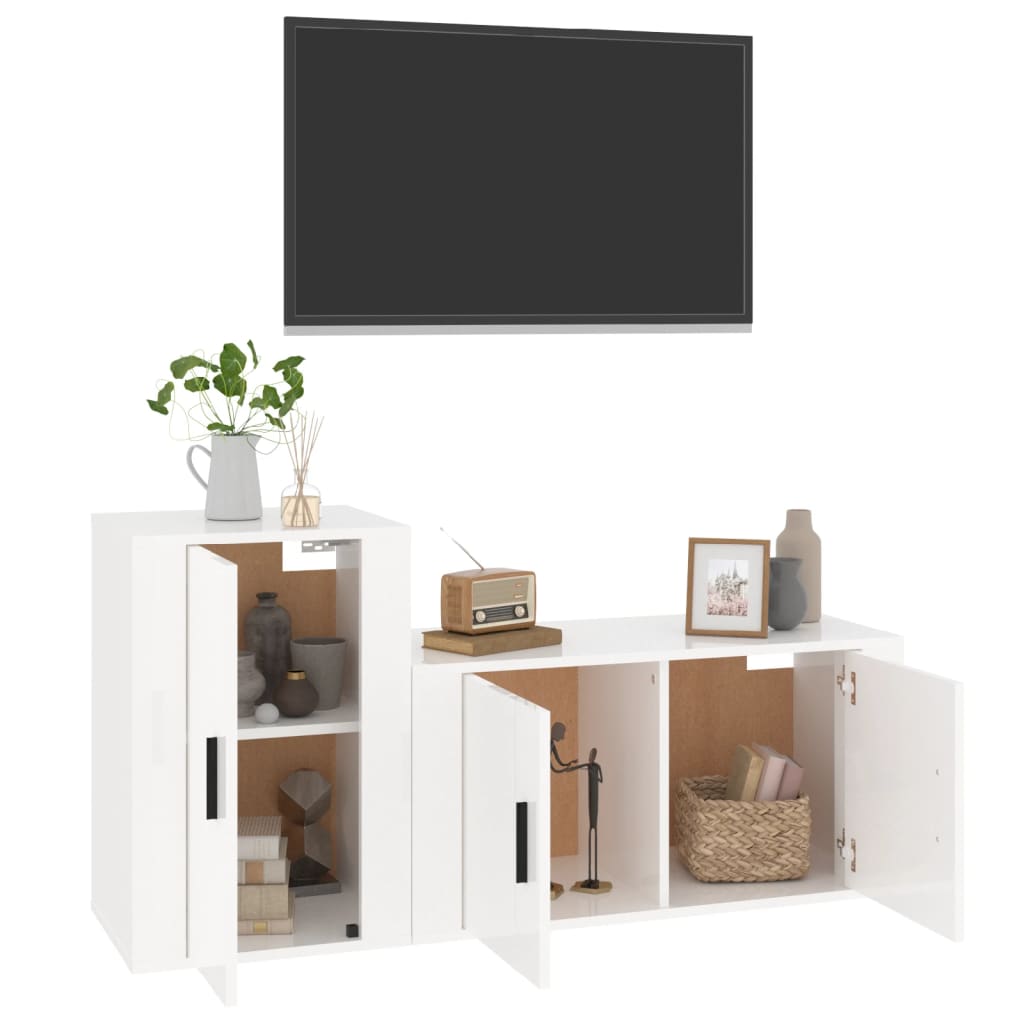 vidaXL Set de muebles de TV 2 pzas madera contrachapada blanco brillo