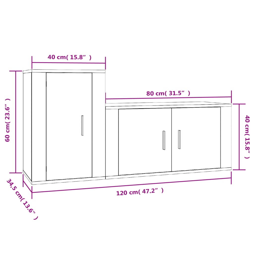 vidaXL Set de muebles de TV 2 pzas madera contrachapada blanco brillo