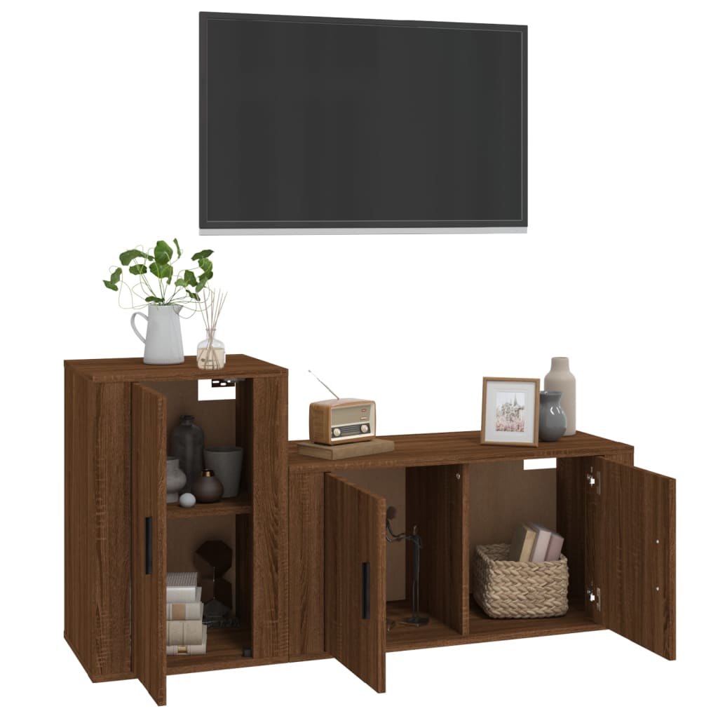 vidaXL Set de muebles para TV 2 pzas madera contrachapada roble marrón