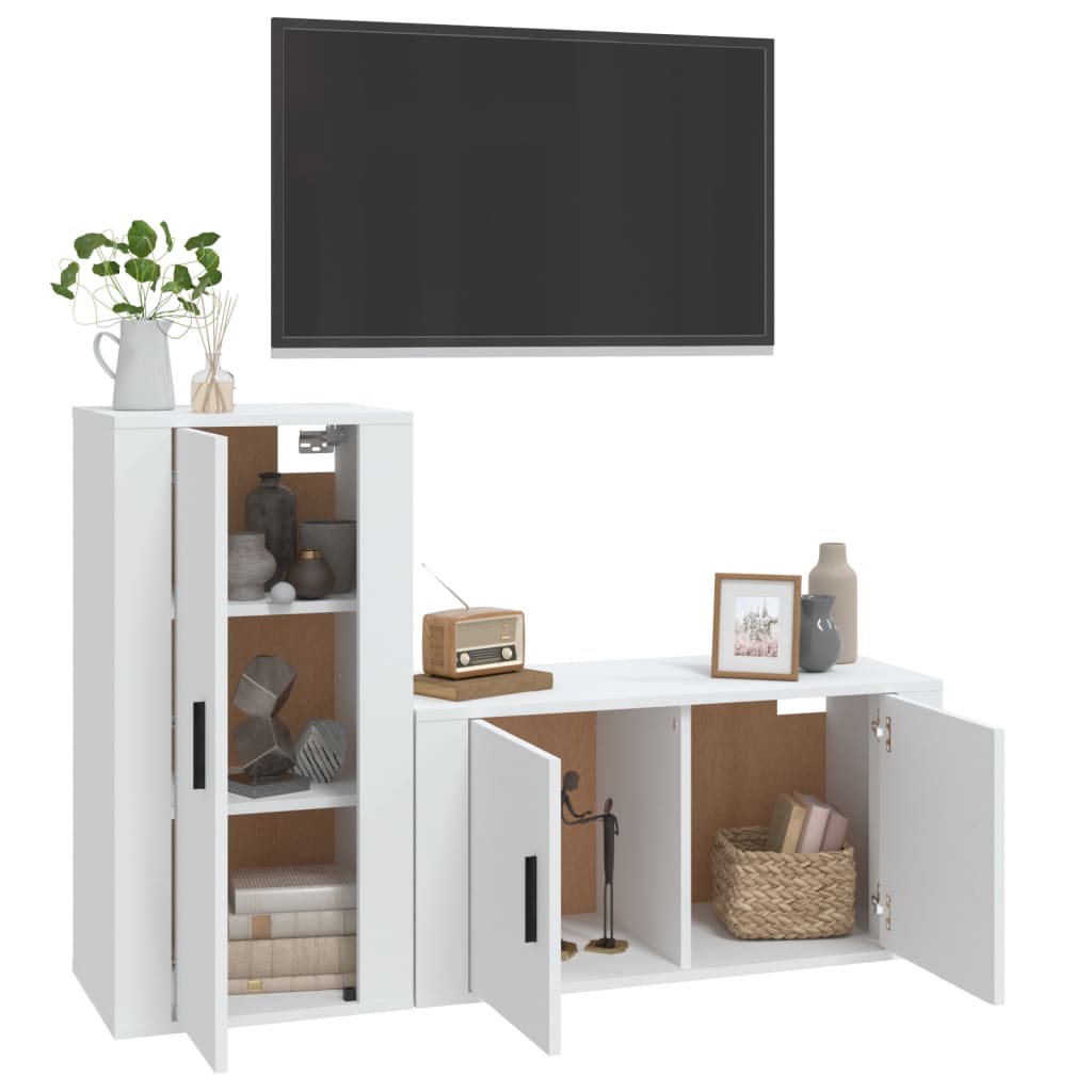 vidaXL Set de muebles de TV 2 piezas madera contrachapada blanco