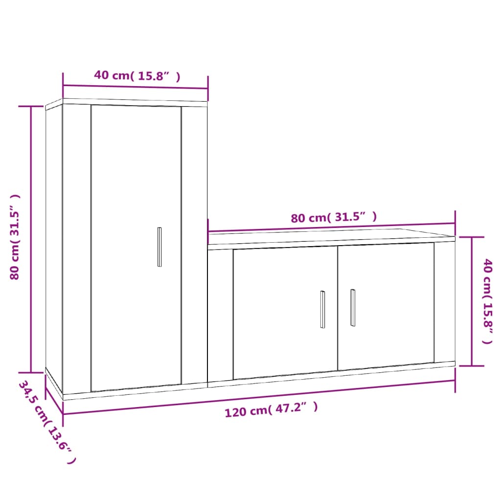 vidaXL Set de muebles de TV 2 piezas madera contrachapada blanco