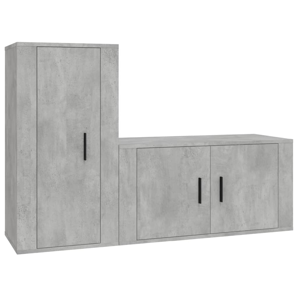 vidaXL Set de muebles de TV 2 pzas madera contrachapada gris hormigón