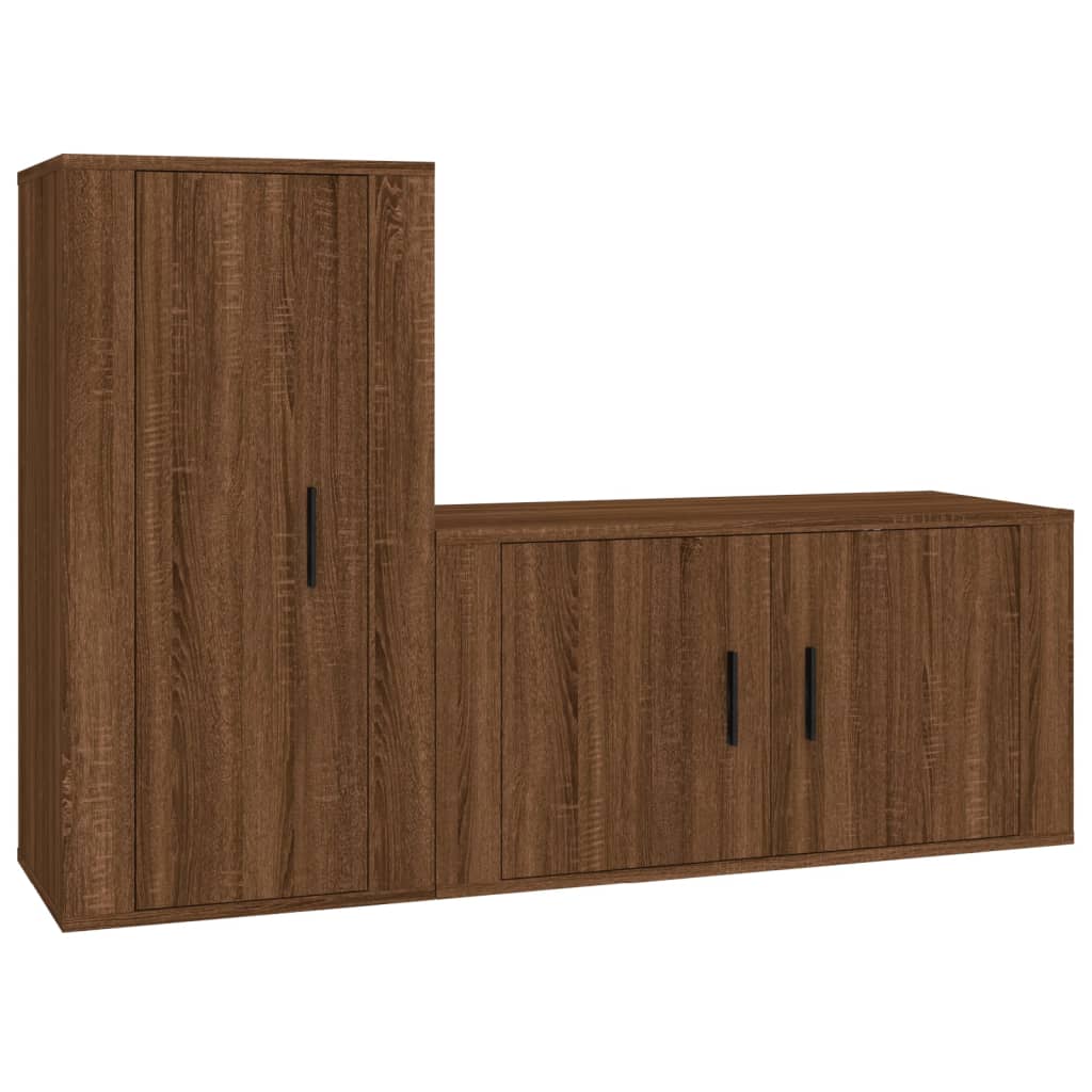 vidaXL Set de muebles para TV 2 pzas madera contrachapada roble marrón