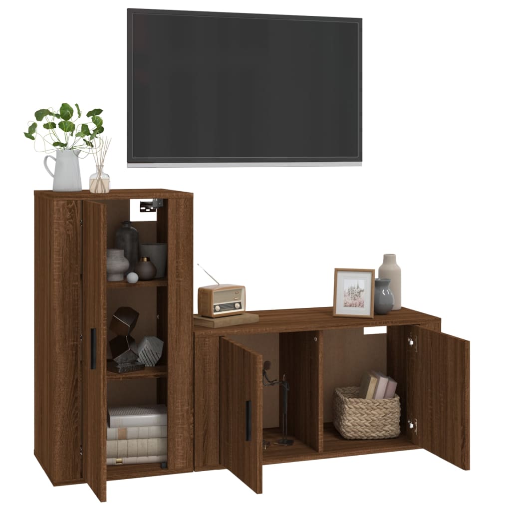 vidaXL Set de muebles para TV 2 pzas madera contrachapada roble marrón