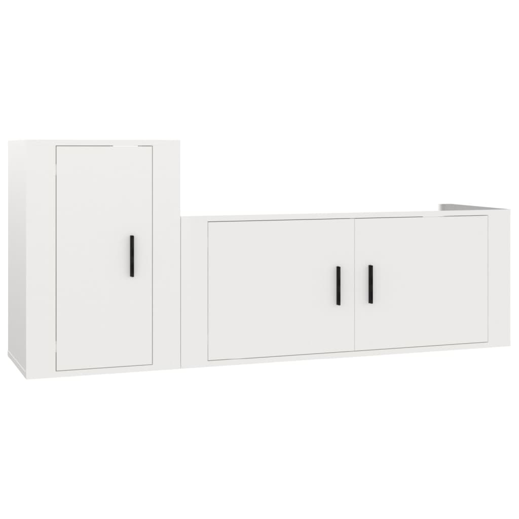 vidaXL Set de muebles de TV 2 pzas madera contrachapada blanco brillo