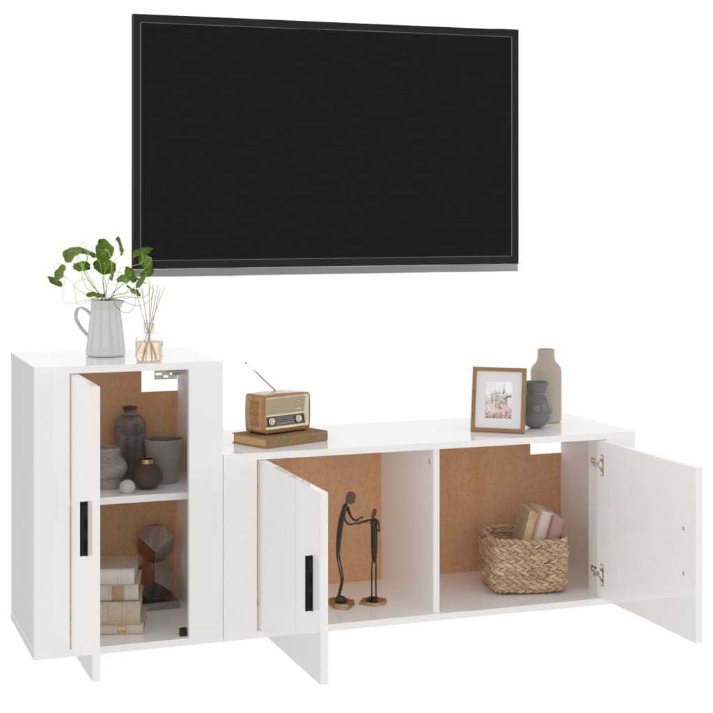 vidaXL Set de muebles de TV 2 pzas madera contrachapada blanco brillo