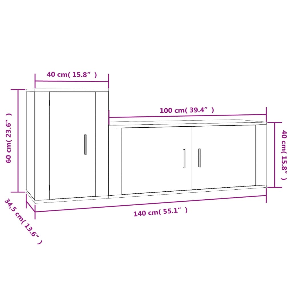 vidaXL Set de muebles de TV 2 pzas madera contrachapada blanco brillo