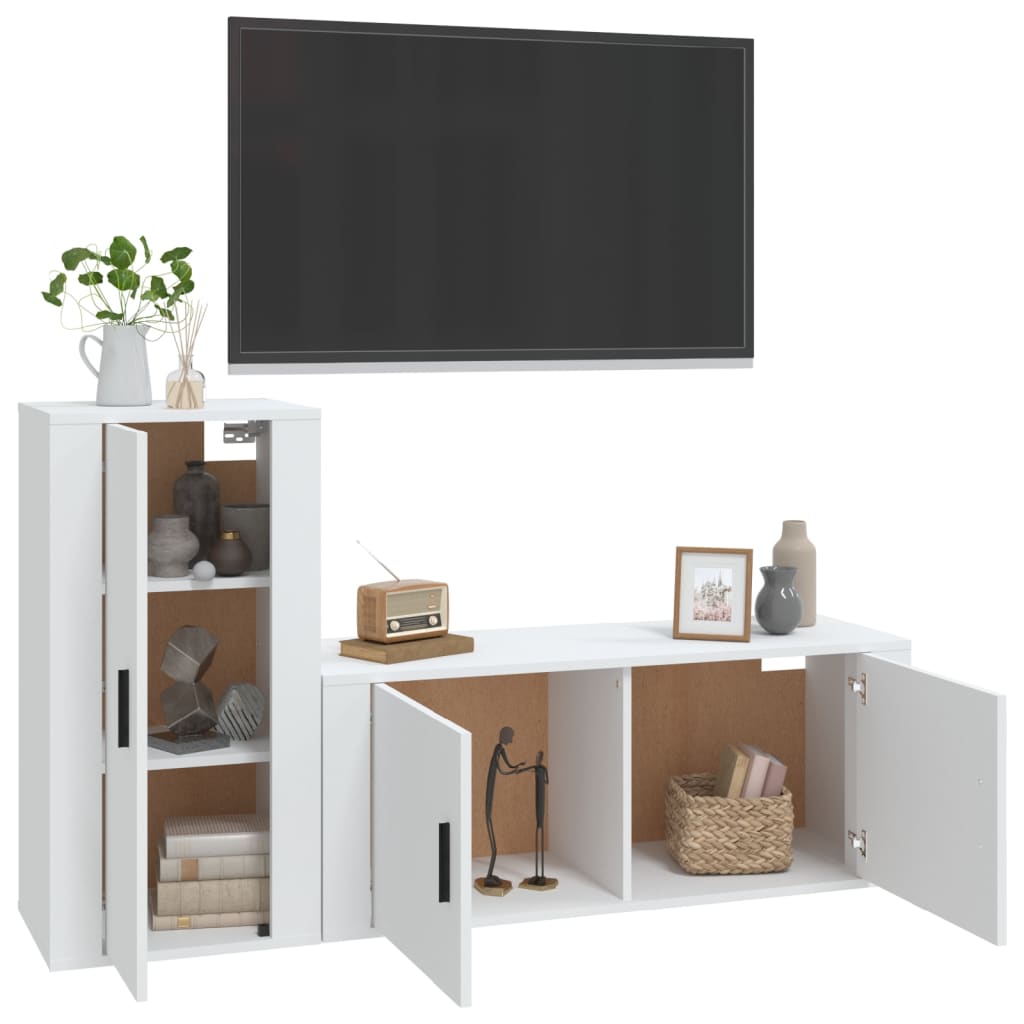 vidaXL Set de muebles de TV 2 piezas madera contrachapada blanco