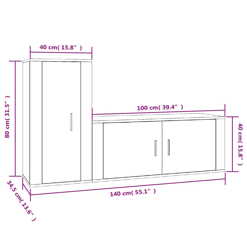 vidaXL Set de muebles de TV 2 piezas madera contrachapada blanco