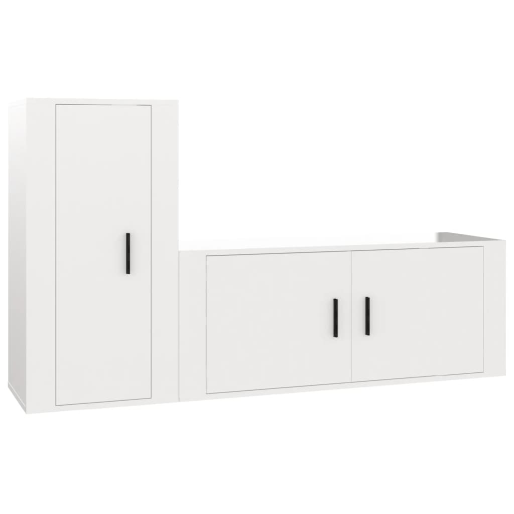 vidaXL Set de muebles de TV 2 pzas madera contrachapada blanco brillo