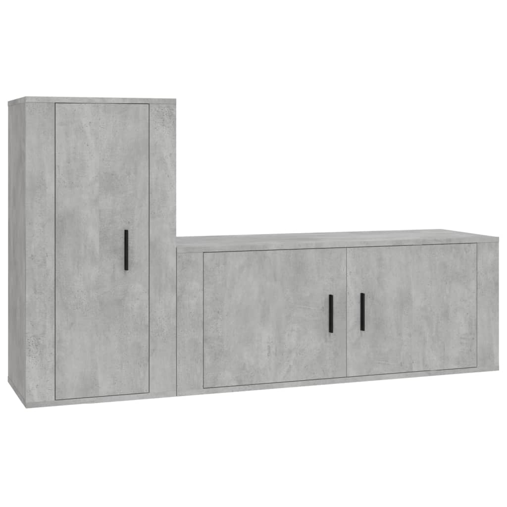 vidaXL Set de muebles de TV 2 pzas madera contrachapada gris hormigón