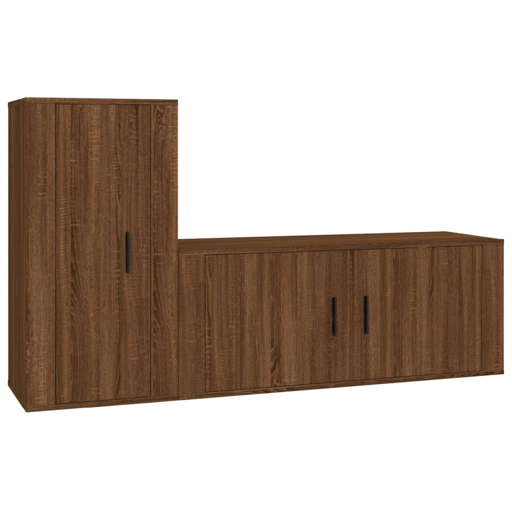 vidaXL Set de muebles para TV 2 pzas madera contrachapada roble marrón