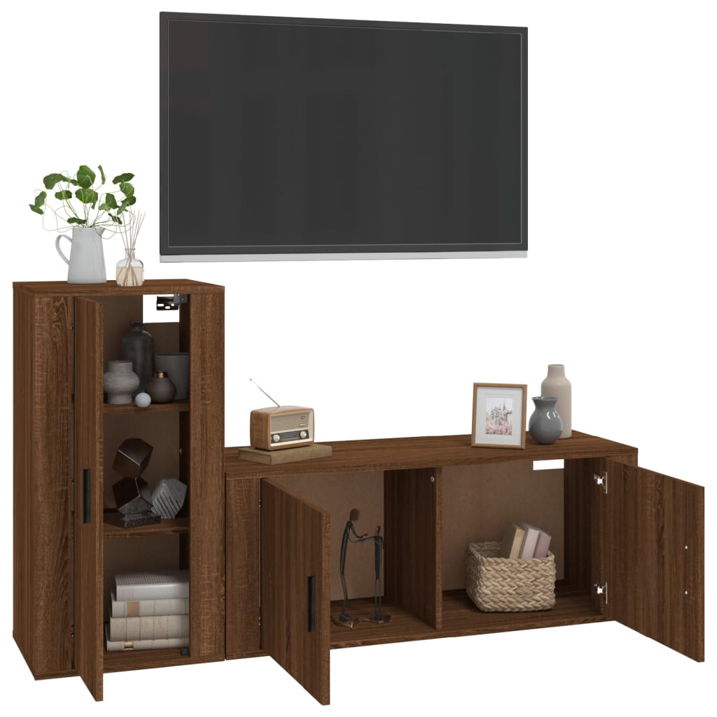 vidaXL Set de muebles para TV 2 pzas madera contrachapada roble marrón