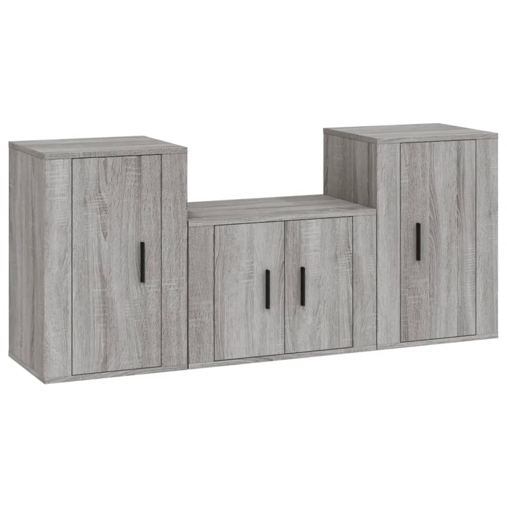 vidaXL Set de muebles para TV 3 pzas madera contrachapada gris Sonoma