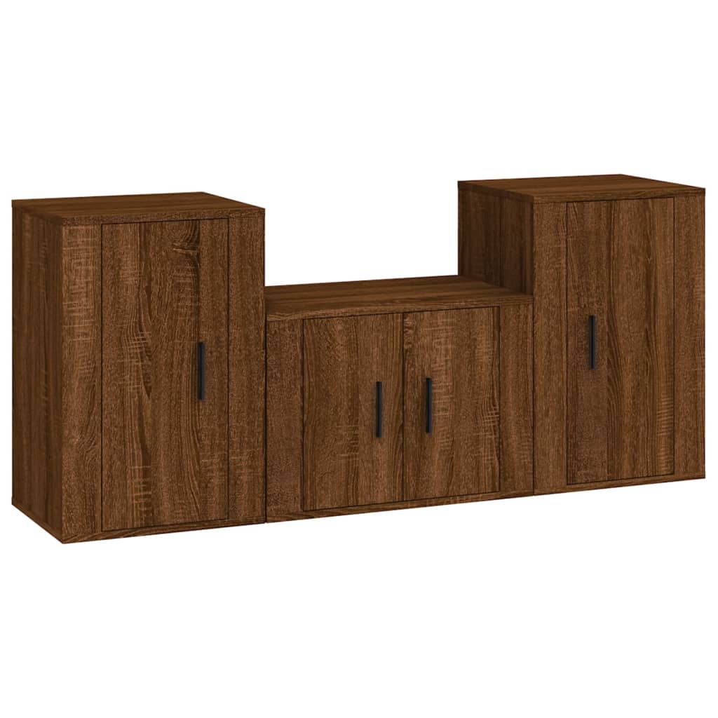 vidaXL Set de muebles para TV 3 pzas madera contrachapada roble marrón