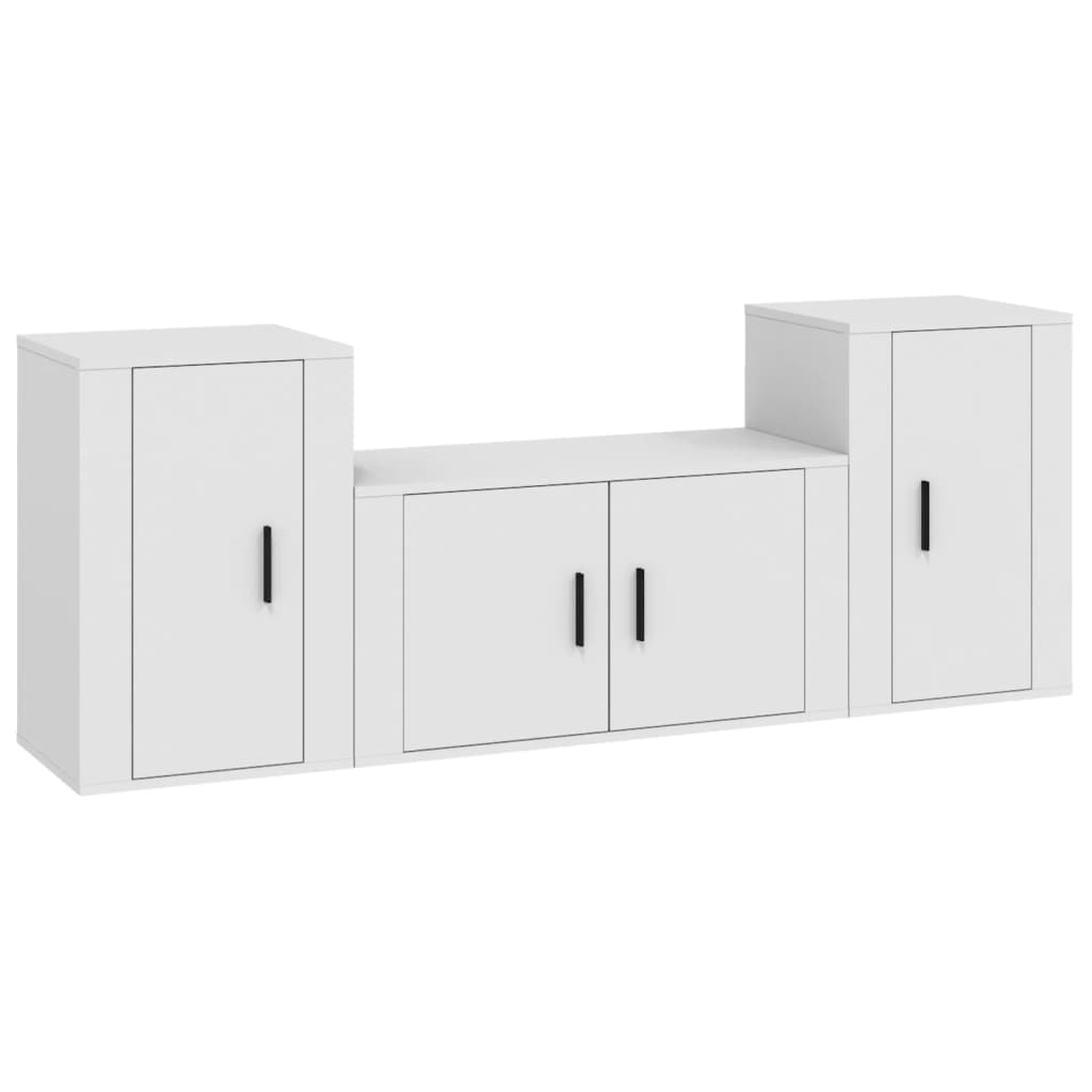 vidaXL Set de muebles de TV 3 piezas madera contrachapada blanco