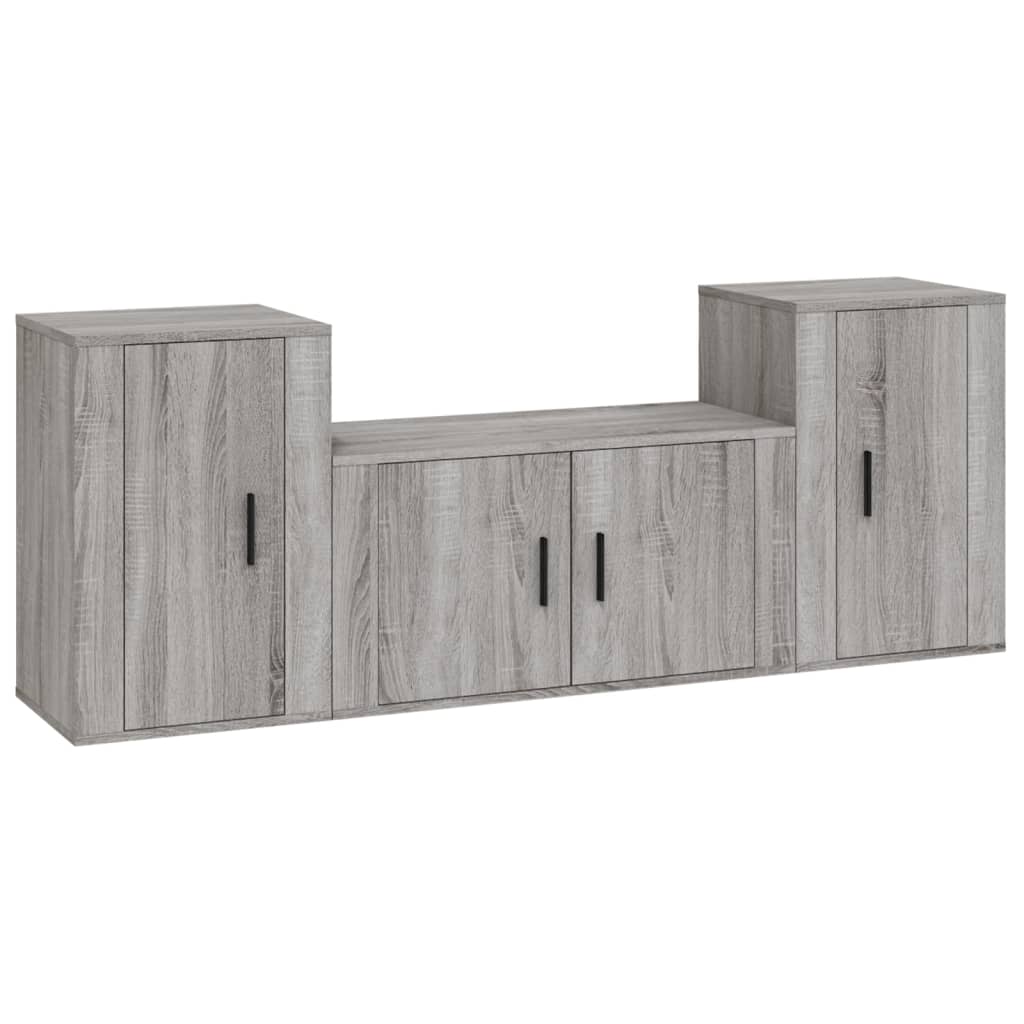 vidaXL Set de muebles para TV 3 pzas madera contrachapada gris Sonoma