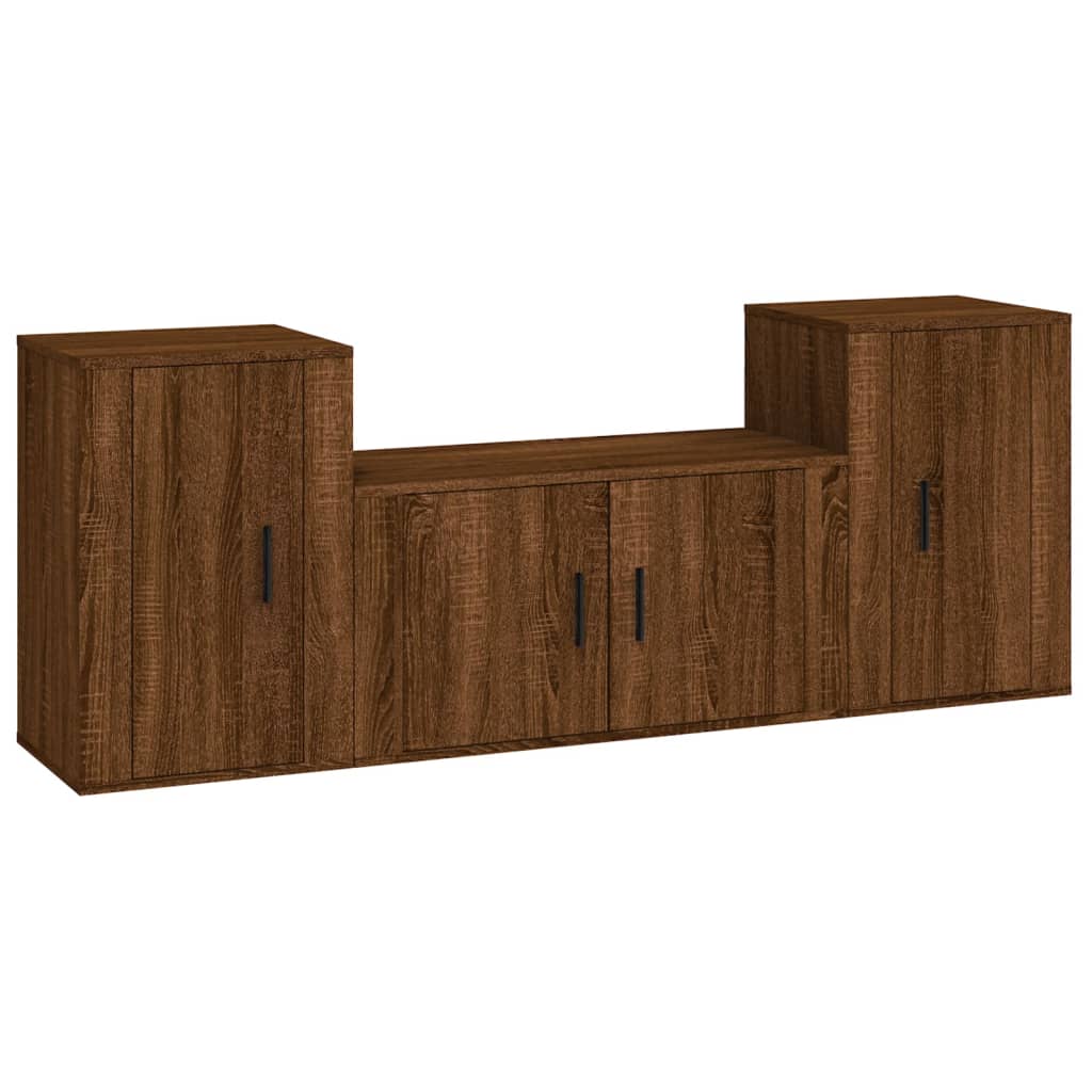 vidaXL Set de muebles para TV 3 pzas madera contrachapada roble marrón