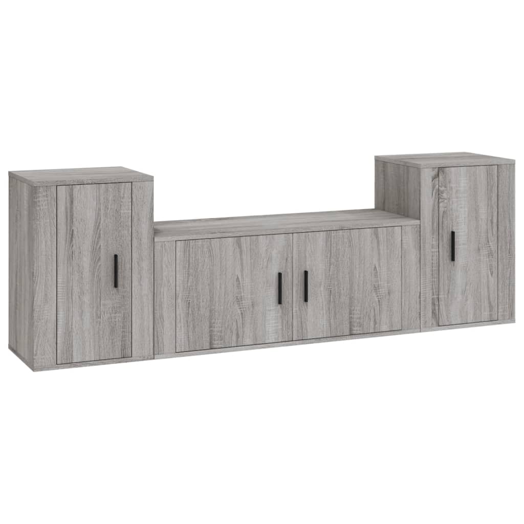 vidaXL Set de muebles para TV 3 pzas madera contrachapada gris Sonoma