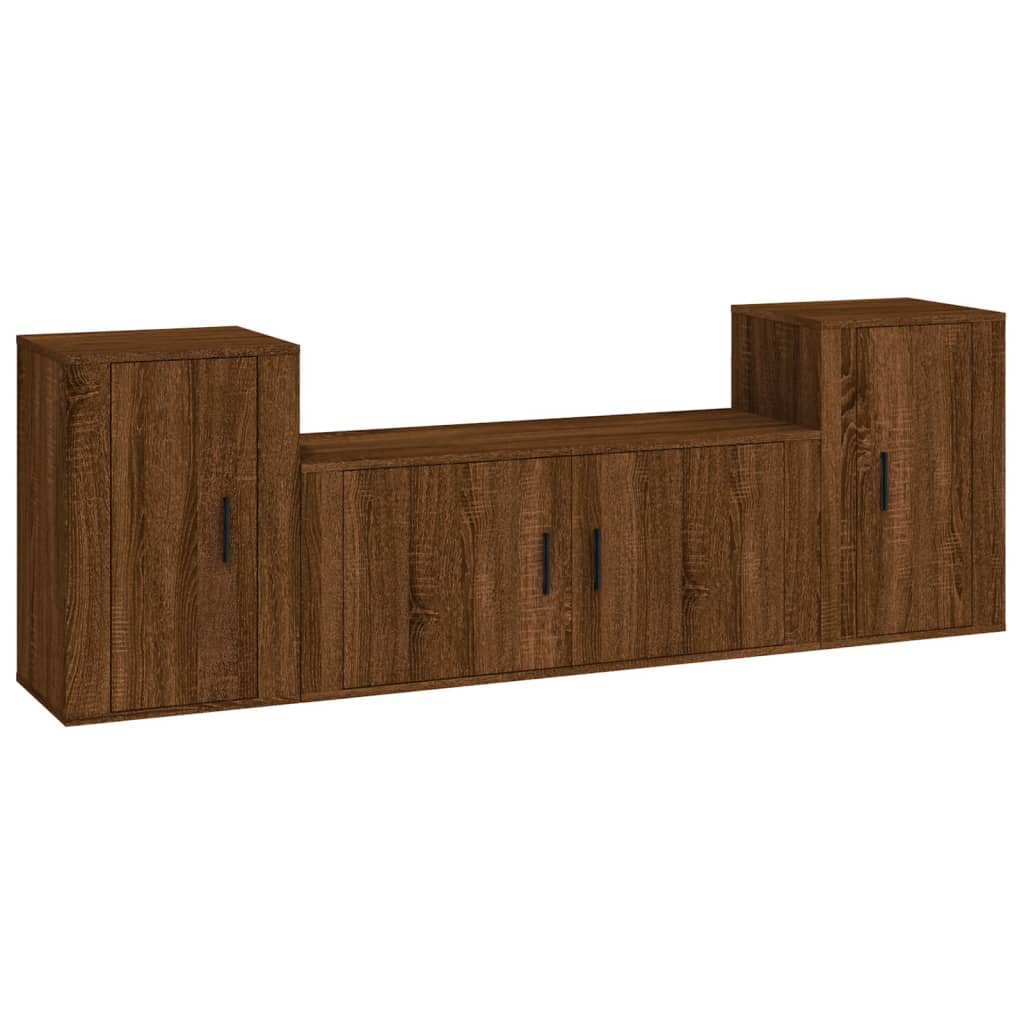 vidaXL Set de muebles para TV 3 pzas madera contrachapada roble marrón