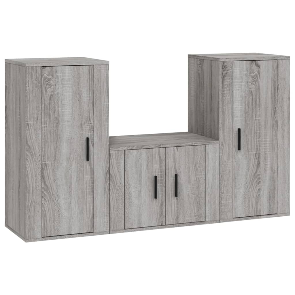 vidaXL Set de muebles para TV 3 pzas madera contrachapada gris Sonoma