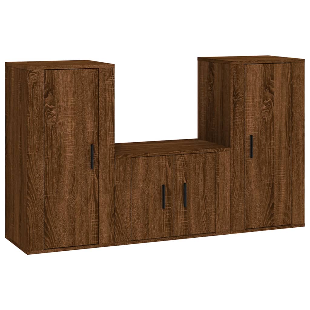 vidaXL Set de muebles para TV 3 pzas madera contrachapada roble marrón