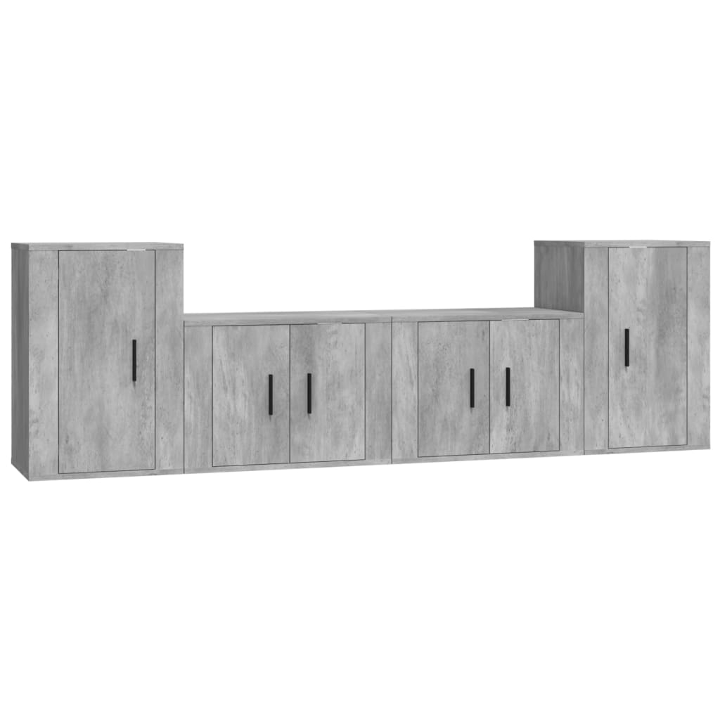 vidaXL Set de muebles de TV 4 pzas madera contrachapada gris hormigón