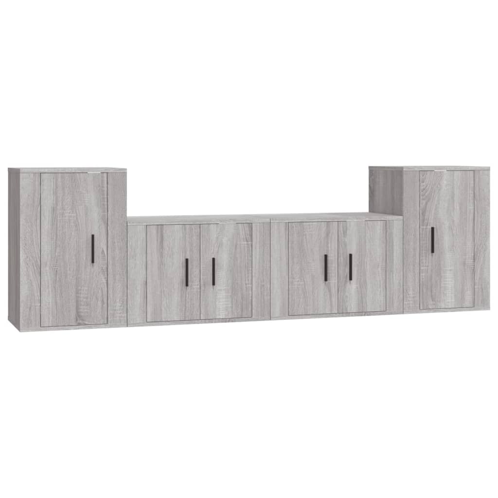 vidaXL Set de muebles para TV 4 pzas madera contrachapada gris Sonoma