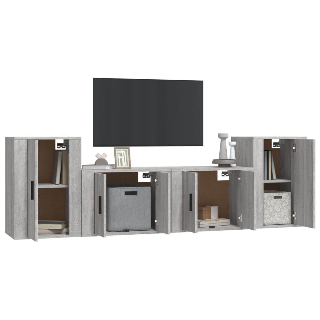 vidaXL Set de muebles para TV 4 pzas madera contrachapada gris Sonoma