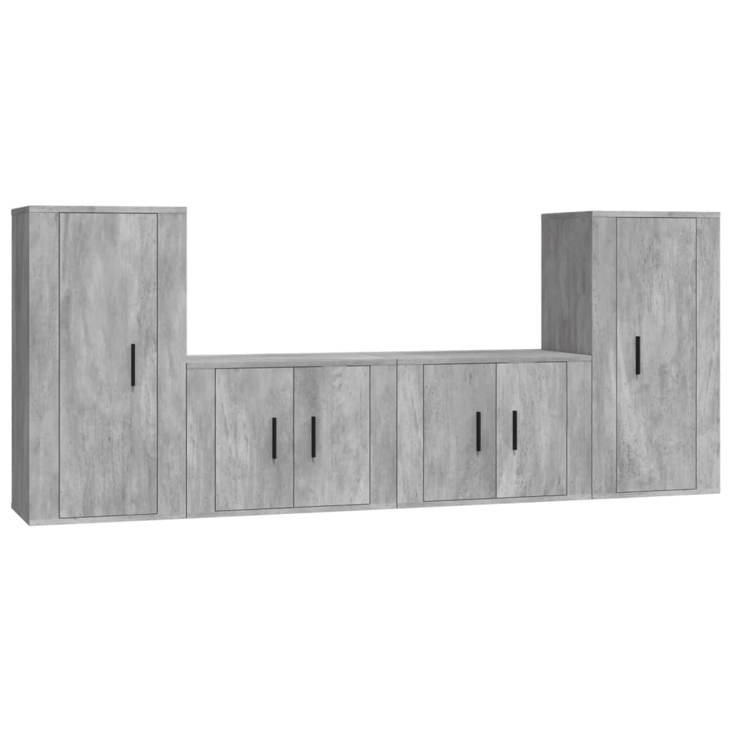 vidaXL Set de muebles de TV 4 pzas madera contrachapada gris hormigón