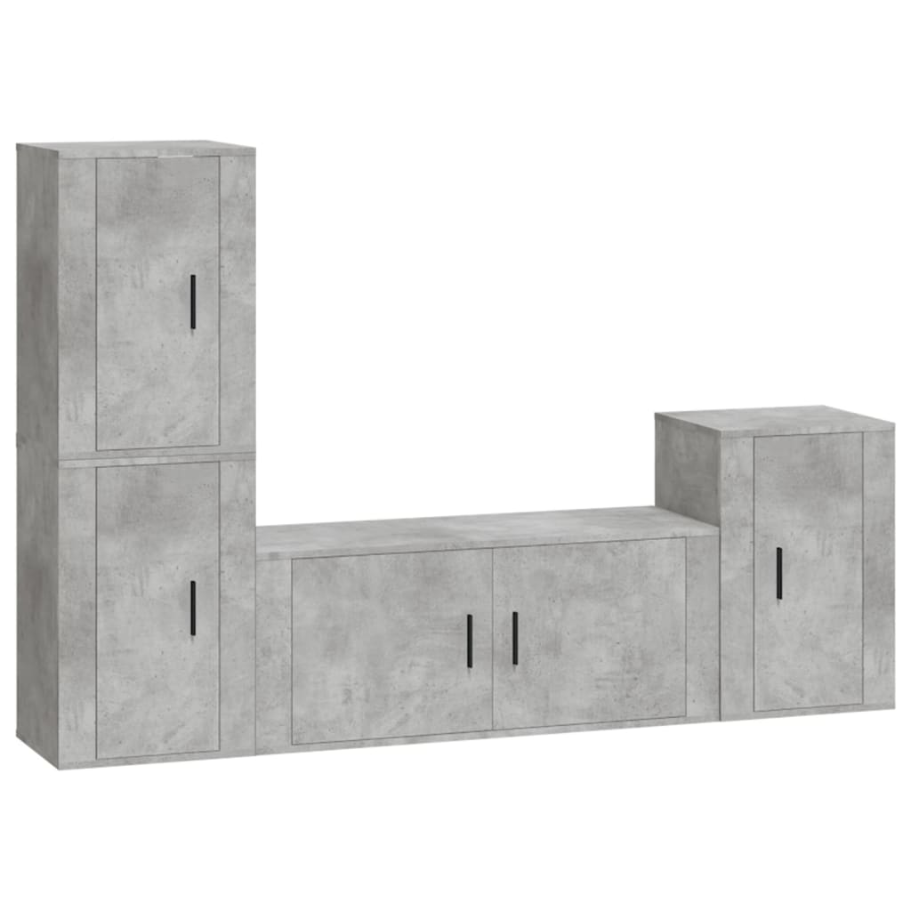 vidaXL Set de muebles de TV 4 pzas madera contrachapada gris hormigón