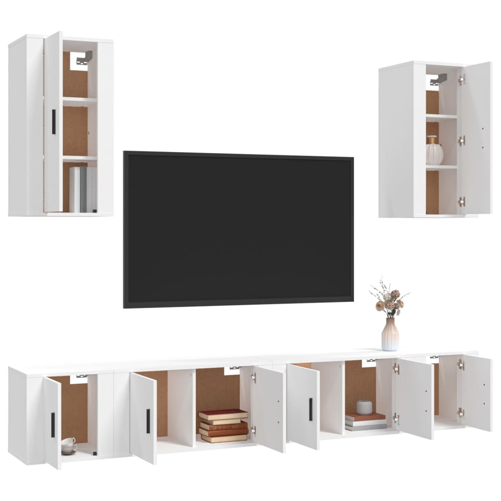 vidaXL Set de muebles para TV 6 piezas madera contrachapada blanco