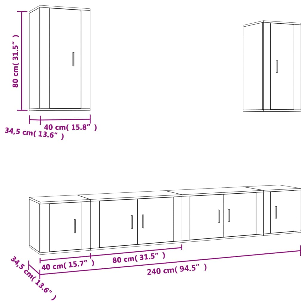 vidaXL Set de muebles para TV 6 piezas madera contrachapada blanco