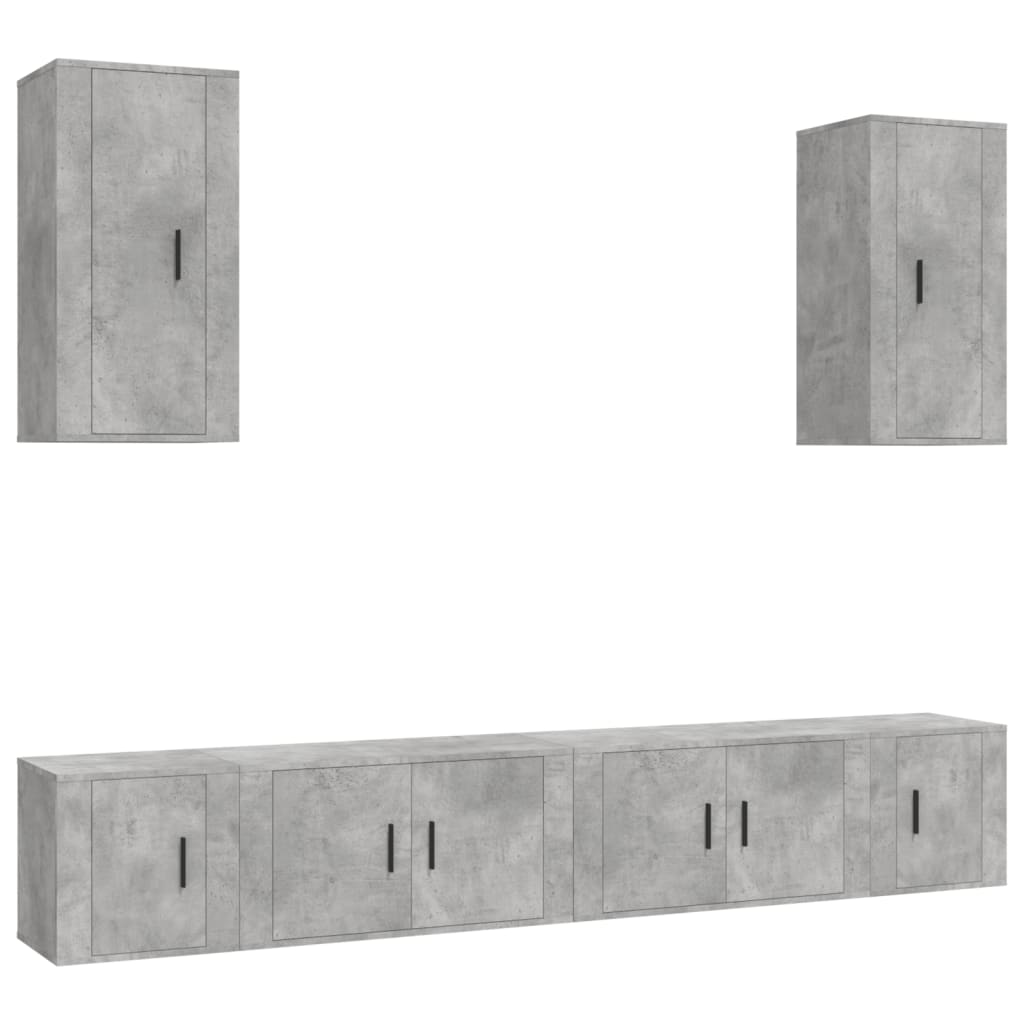 vidaXL Set de muebles de TV 6 pzas madera contrachapada gris hormigón