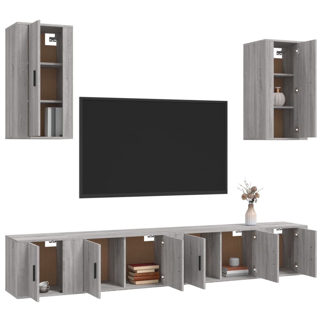 vidaXL Set de muebles para TV 6 pzas madera contrachapada gris Sonoma