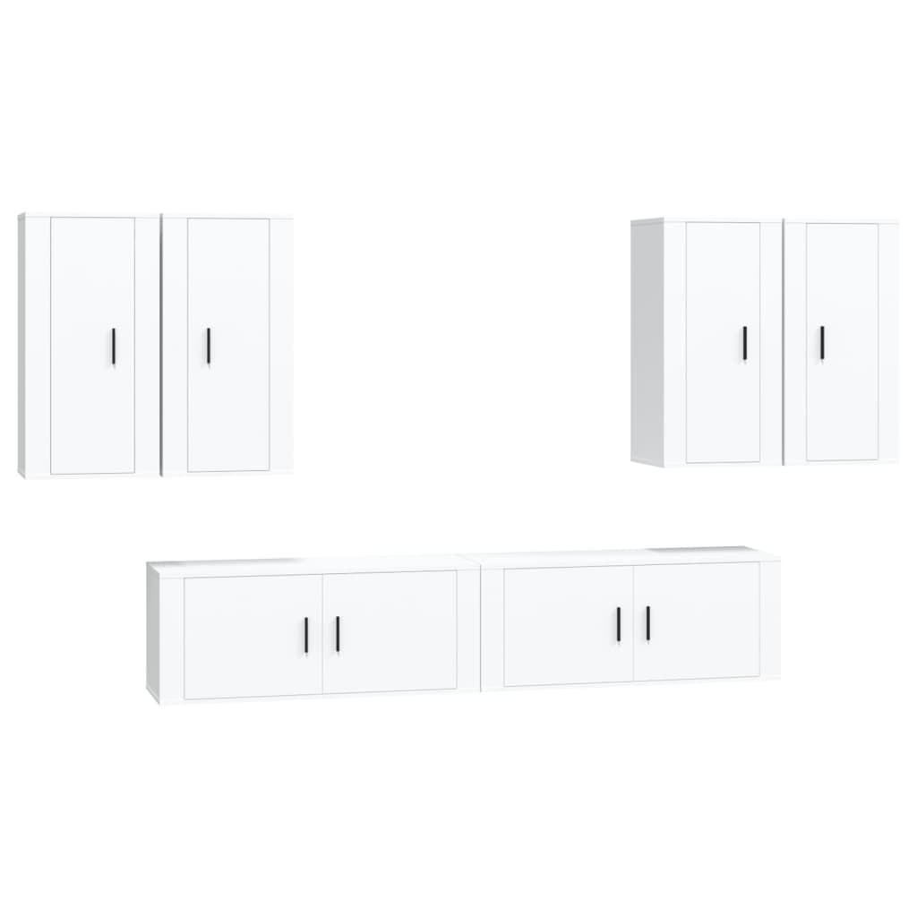 vidaXL Set de muebles para TV 6 piezas madera contrachapada blanco